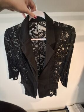 Black Lace Open Blazer Jacket